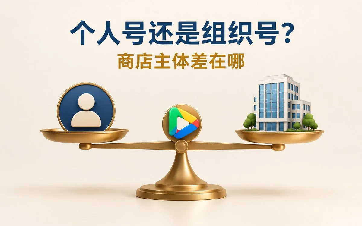 购买谷歌开发者老号带 App：个人号和组织号怎么选，商店主体差在哪